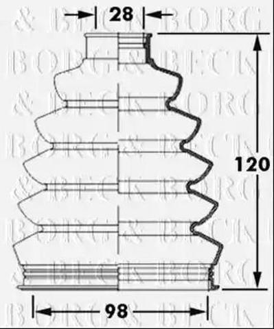 Пильник ШРУСа зовнішній, передній піввісі BCB2394 Borg&beck