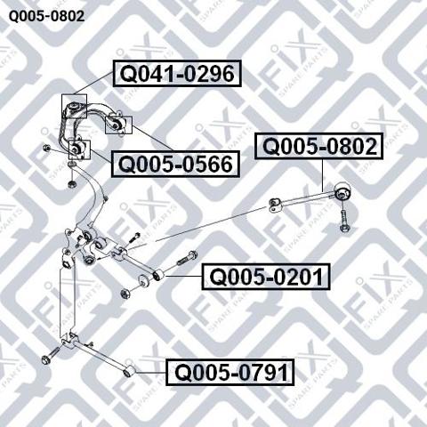 Сайлентблок заднього поздовжнього важеля, задній Q-fix Q0050802 ціна, від 9.49 USD