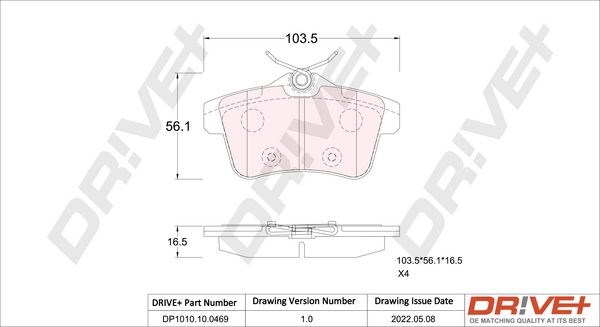 Колодки гальмові задні, дискові DP1010100469 Dr!ve+