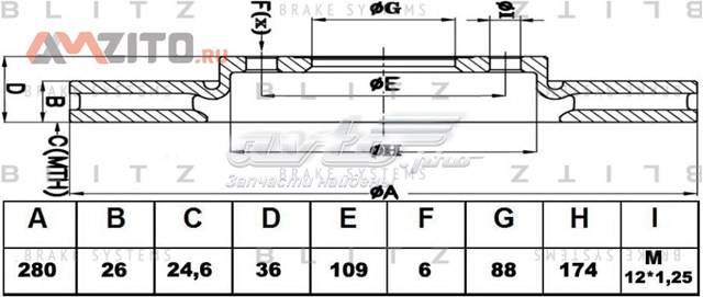 Диск гальмівний передній BS0121 Blitz