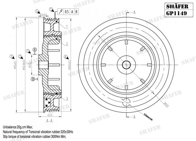 Шків колінвала (демпфер ) Shafer GP1149 ціна, від 39.75 USD
