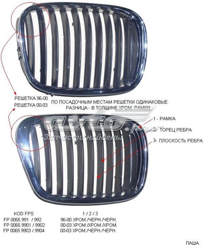 Решітка радіатора ліва FPS FP00659901 ціна, від 17.74 USD