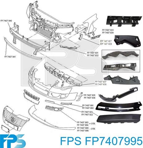 Решітка переднього бампера, ліва FPS FP7407995 ціна, від 6.33 USD