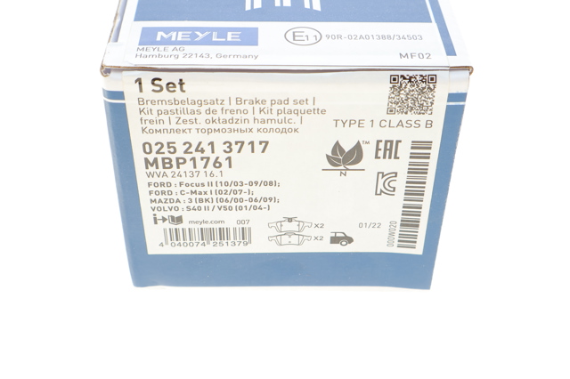 Задні гальмівні колодки Meyle 0252413717 ціна, від 24.62 USD