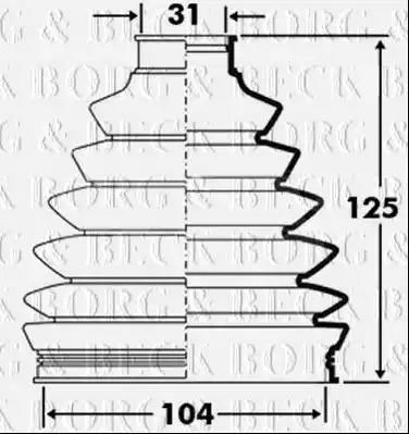 Пильник ШРУСа зовнішній, передній піввісі BCB2395 Borg&beck