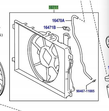 Дифузор (кожух) радіатора охолодження Toyota 16711K0060 ціна, від 183.70 USD