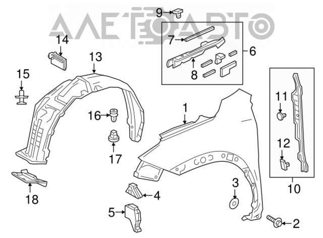 Ліве переднє крило FPS FP8165311 ціна, від 53.42 USD
