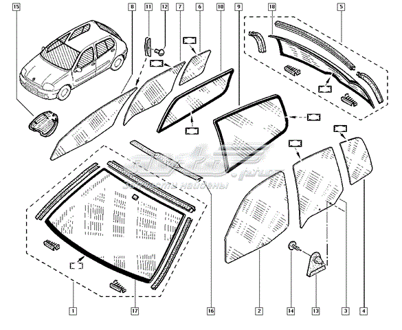 Скло лобове 7701066908 Renault (RVI)