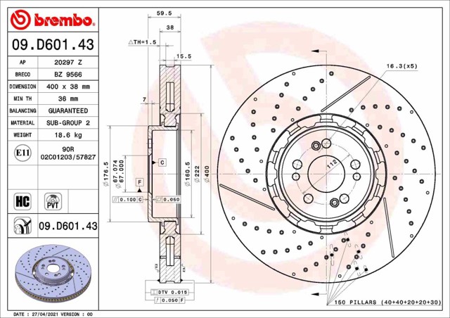 Диск переднього гальма Power Stop JBR6530XPR ціна, від 245.93 USD
