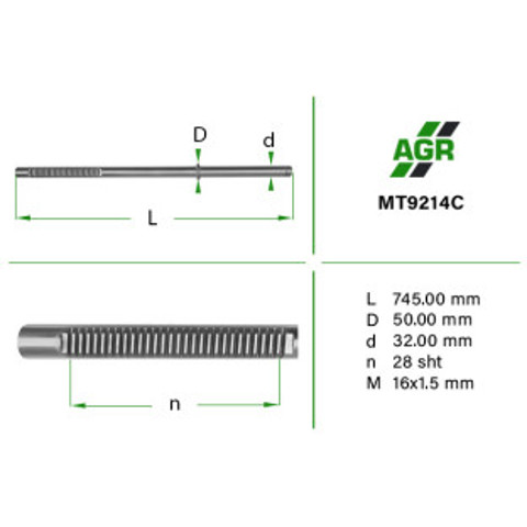 Вал/шток рульової рейки MT9214C AGR