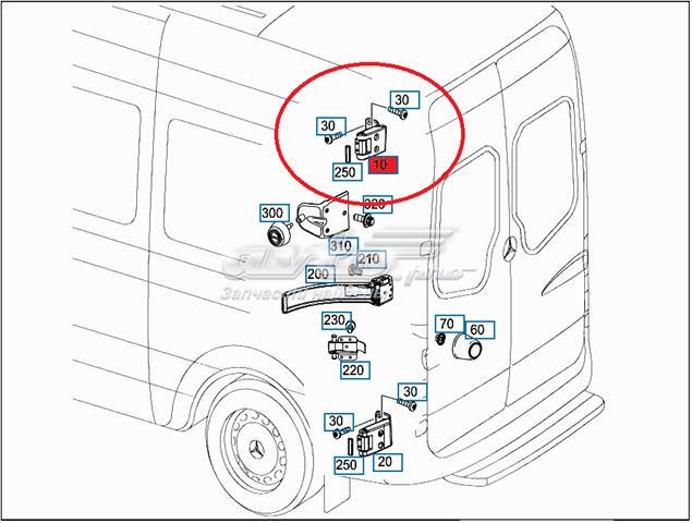  Петля задньої (двостулкової) двері, ліва верхня Volkswagen Crafter 