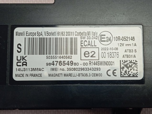 Купити 9835307480 Peugeot/Citroen Блок керування Bluetooth