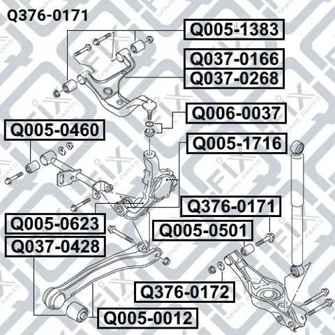 Q3760171 Q-fix Болт кріплення заднього нижнього важеля, внутрішній