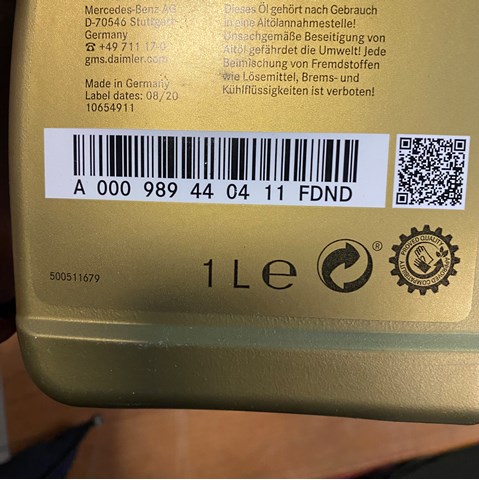Масло трансмісії A000989440411 Mercedes
