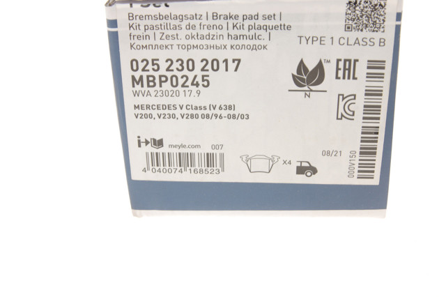 Задні гальмівні колодки Meyle 252302017 ціна, від 15.27 USD