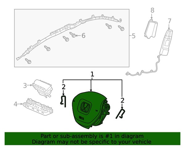Подушка безпеки, водійська, AIRBAG 77801TVAA10ZA Honda