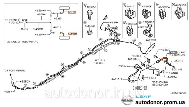 46210CY01B Nissan/Infiniti Шланг гальмівний задній, правий