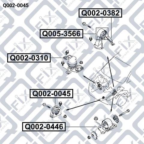 Подушка (опора) двигуна, ліва передня Q-fix Q0020045