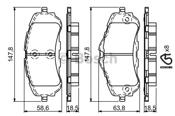 Передні тормозні колодки 986494714 Bosch