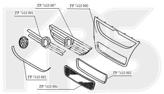 Рамка решітки переднього бампера FPS FP7410993 ціна, від 30.66 USD