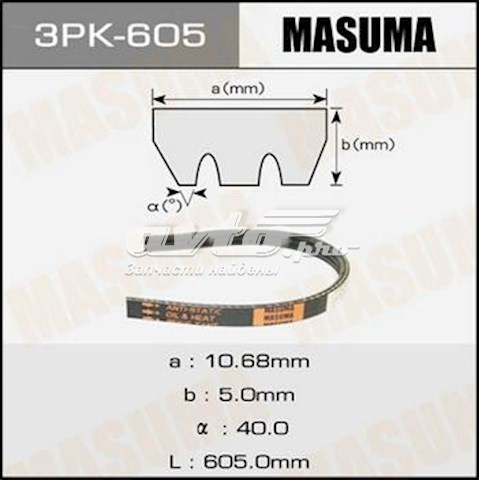 Клиновий ремінь Masuma 3PK605 ціна, від 4.03 USD
