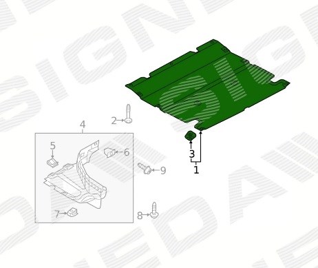 Захист моторного відсіку Signeda PAD98118A ціна, від 164.66 USD