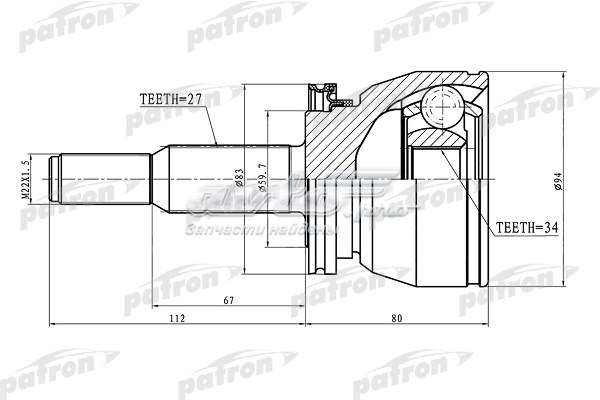 ШРУС наружный PATRON PCV1078