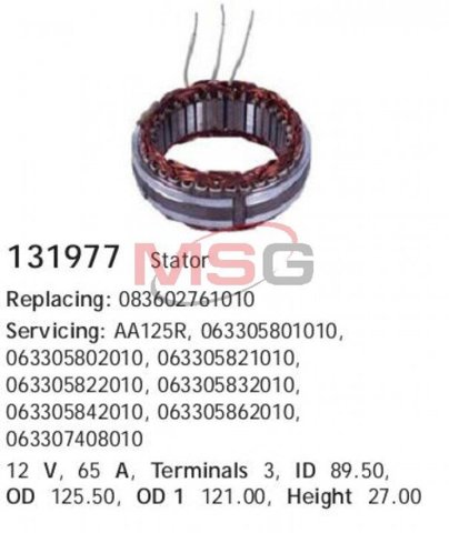 Обмотка генератора, статор CARGO 131977