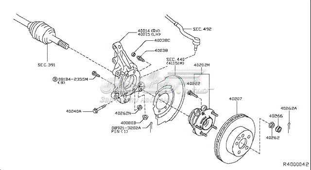 Маточина передня 402023JA1A Nissan/Infiniti