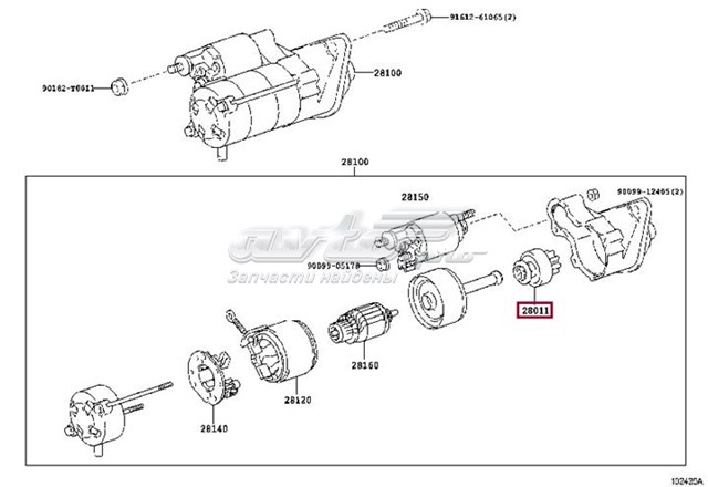 Бендикс стартера TOYOTA 280110T070