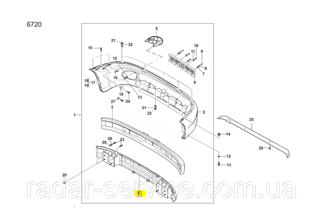 Шина бампера переднього ZAZ TF69Y02803080 ціна, від 46.24 USD