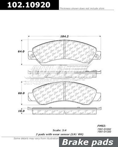 Гальмівні колодки Centric Parts 10210920 ціна, від 55.89 USD