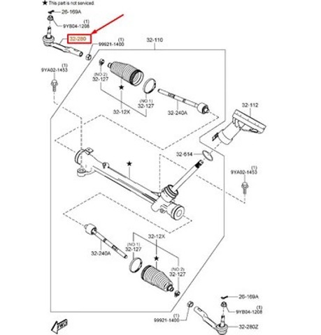 BCKA32280 Mazda Зовнішній наконечник рульової тяги