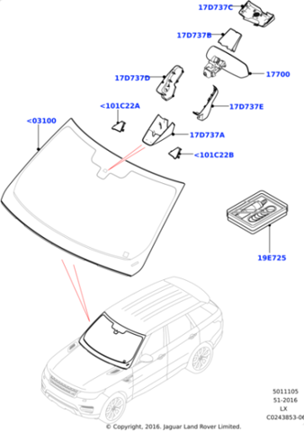 Купити LR076496 Land Rover Вікно вітрове