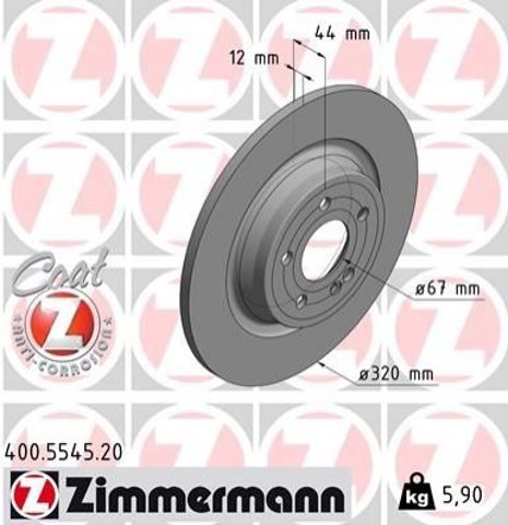 Диск гальмівний задній 400554520 Zimmermann