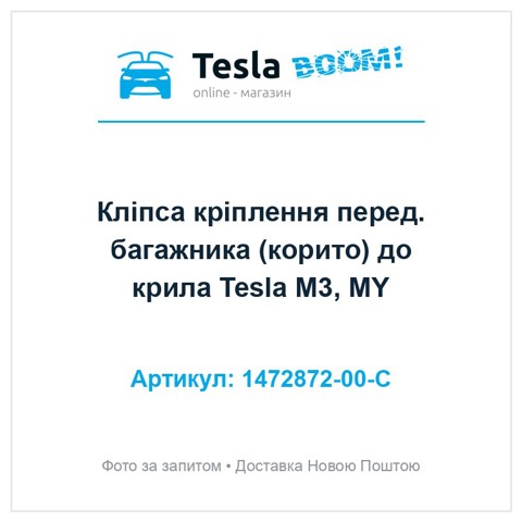 Пістон (кліп) кріплення бампера, переднього Tesla 147287200C