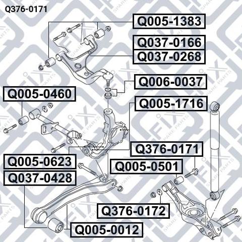 Купити Q3760171 Q-fix Болт кріплення заднього нижнього важеля, внутрішній