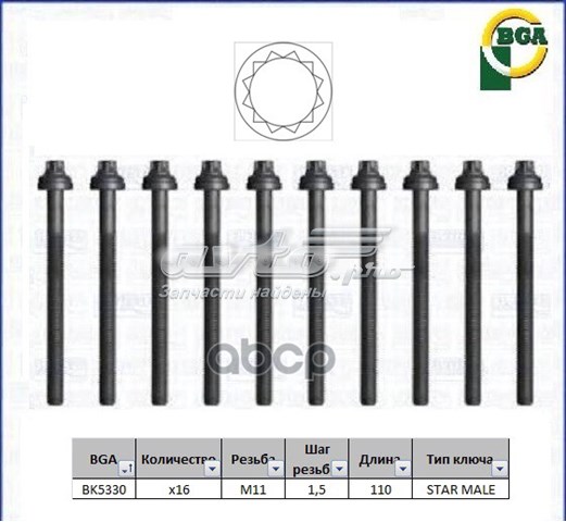 Болт головки блока циліндрів, ГБЦ BK5330 BGA