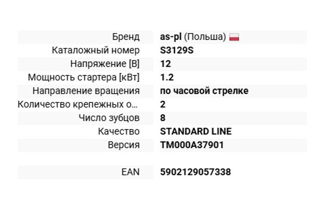 Купити S3129S AS/Auto Storm Стартер