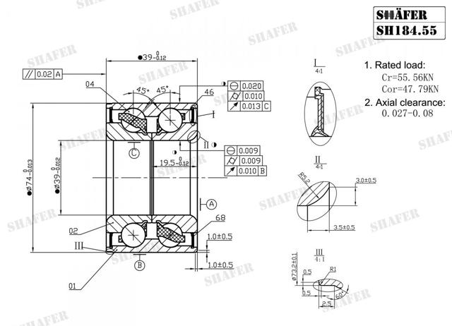 Підшипник ступиці SH18455K Shafer