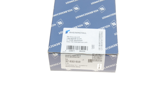 Вкладиші колінвала, корінні, комплект, 1-й ремонт (+0,25) Kolbenschmidt 37033610