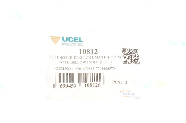 Пильник ШРУСа внутрішній лівий Uc-el 10812