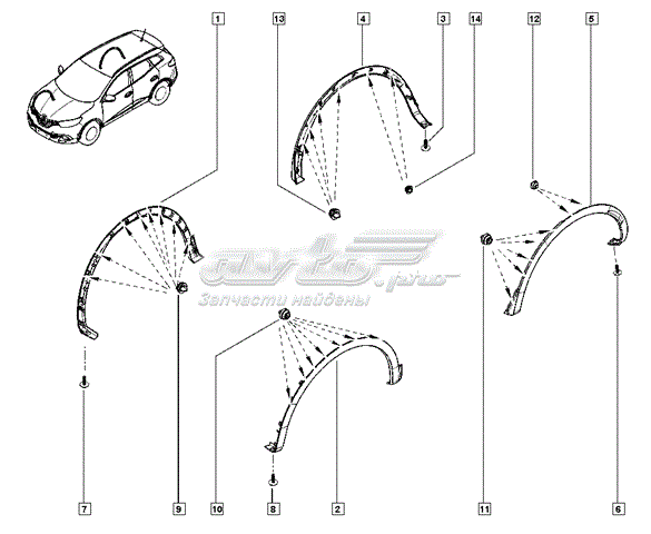 638744170R Renault (RVI) Молдинг арки крила переднього, правий