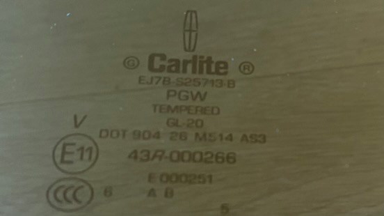 EJ7Z7825713B Ford Скло задніх дверей, лівих