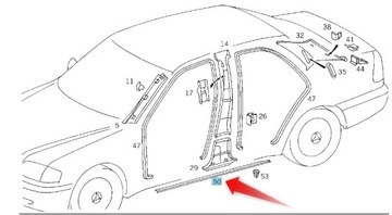 Накладка дверного порогу внутрішня, права на Mercedes C-Class (W202)