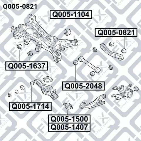 Q0050821 Q-fix Сайлентблок тяги поперечної, задньої підвіски
