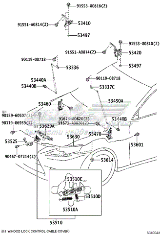 Купити 5341053100 Toyota Завіса капота права