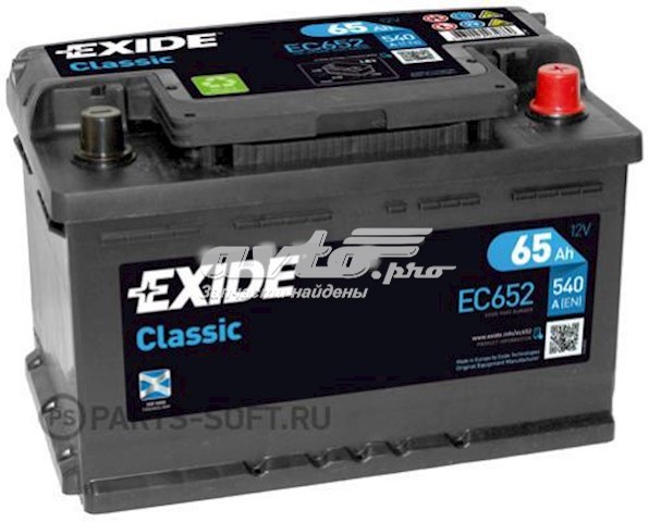 Купити Купити Акумулятор Exide Ємність 70А/г Напруга 12В EC652